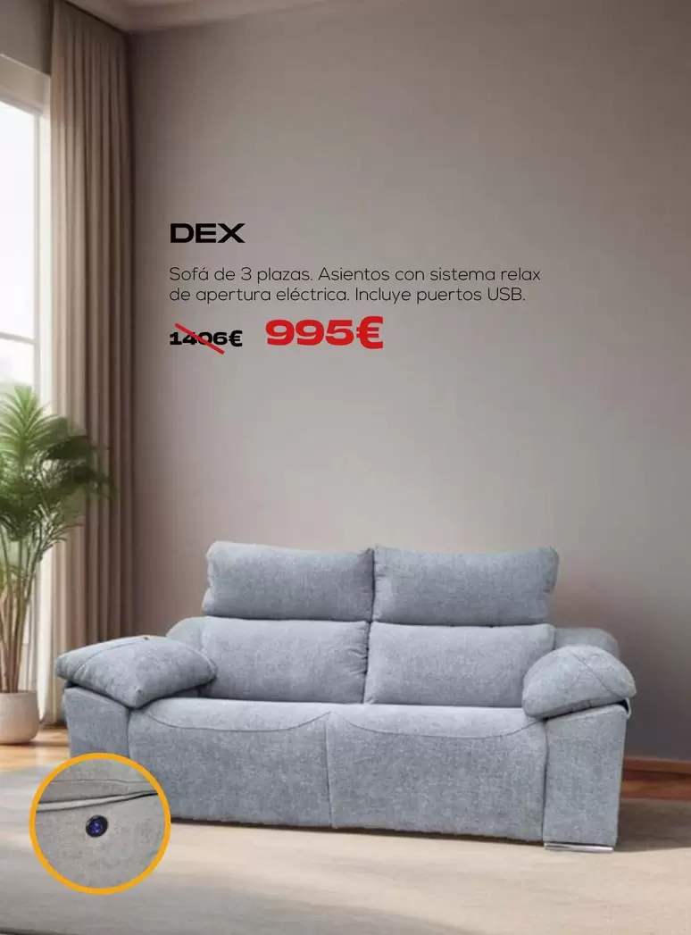 Oferta de Dex - Sofá De 3 Plazas por 995€ en OKSofas