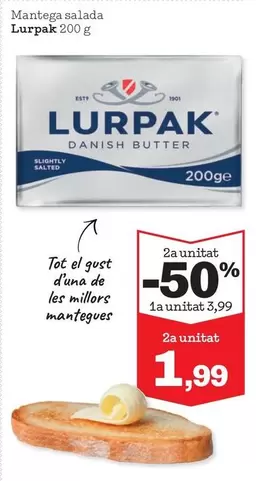 Oferta de Lurpak - Mantega Salada por 3,99€ en Sorli