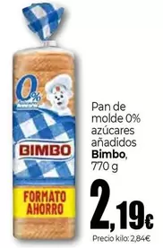 Oferta de Bimbo - Pan De Molde 0% Azucares Anadidos por 2,19€ en Unide Market