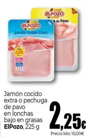 Oferta de Elpozo - Jamón Cocido Extra O Pechuga De Pavo En Lonchas Bajo En Grasas por 2,25€ en Unide Market