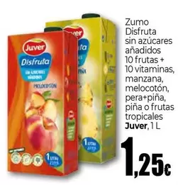 Oferta de Juver - Zumo Disfruta Sin Azucares Anadidos 10 Frutas + 10 Vitaminas Manzana/ Melocoton/ Pera + Pina/ Pina O Frutas Tropicales por 1,25€ en Unide Market