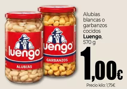 Oferta de Luengo - Alubias Blancas O Garbanzos Cocidos por 1€ en UDACO