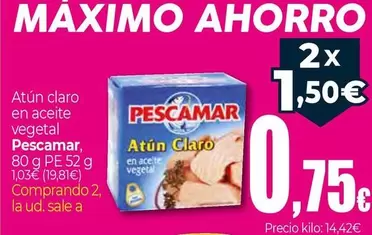 Oferta de Pescamar - Atun Claro En Aceite Vegetal por 1,03€ en UDACO