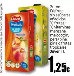 Oferta de Juver - Zumo Disfruta Sin Azucares Anadidos 10 Frutas + 10 Vitaminas por 1,25€ en UNIDE Alimentación