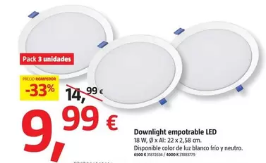 Oferta de Downlight Empotrable Led por 9,99€ en BAUHAUS