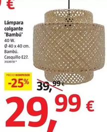 Oferta de Lámpara Colgante 'Bambu' por 29,99€ en BAUHAUS