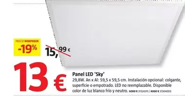 Oferta de Panel Led 'Sky' por 13€ en BAUHAUS