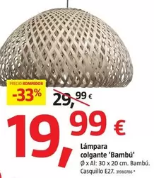 Oferta de Lámpara Colgante 'Bambu' por 19,99€ en BAUHAUS