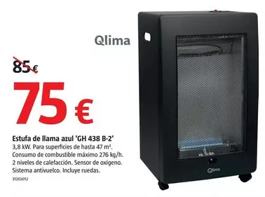 Oferta de Qlima - Estufa De Llama Azul 'GH 438 B-2' por 75€ en BAUHAUS