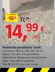 Oferta de Pavimento Porcelánico 'Leeds' por 14,99€ en BAUHAUS