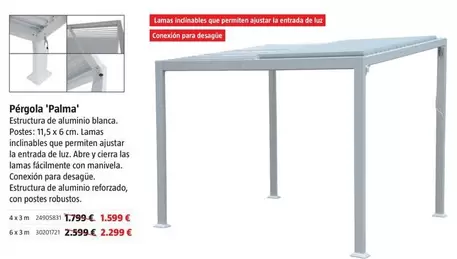 Oferta de Pérgola 'Palma' por 1599€ en BAUHAUS