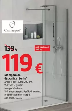 Oferta de Camargue - Mampara De Ducha Fija 'Berlin' por 119€ en BAUHAUS