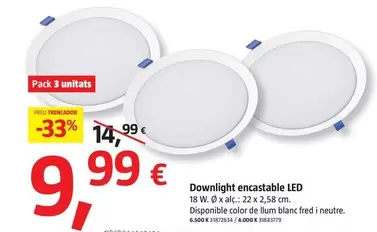 Oferta de Downlight Empotrable Led por 9,99€ en BAUHAUS