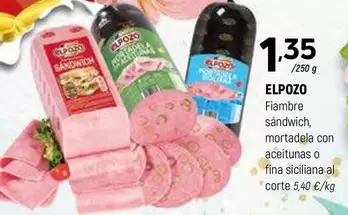 Oferta de Elpozo - Fiambre Sandwich, Mortadela Con Aceitunas O Fina Siciliana Al Corte por 1,35€ en Coviran