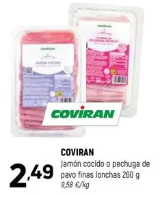 Oferta de Coviran - Jamon Cocido O Pechuga De Pavo Finas Lonchas por 2,49€ en Coviran