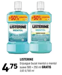 Oferta de Listerine - Enjuague Bucal Mentol O Mentol Suave por 4,75€ en Coviran