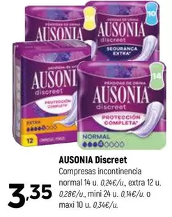 Oferta de Ausonia - Discreet Compresas Incontinencia Normal por 3,35€ en Coviran