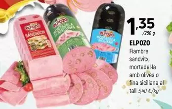 Oferta de Elpozo - Fiambre Sandvitx Mortadella Amb Olives O Fina Siciliana Al Tall por 1,35€ en Coviran