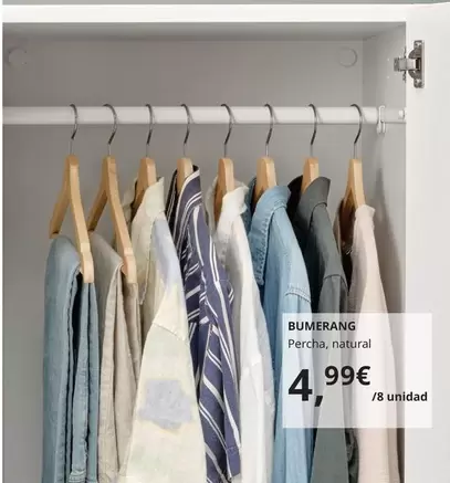 Oferta de Bumerang - Percha, Natural por 4,99€ en IKEA