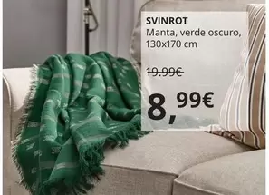 Oferta de Svinrot - Manta, Verde Oscuro por 8,99€ en IKEA