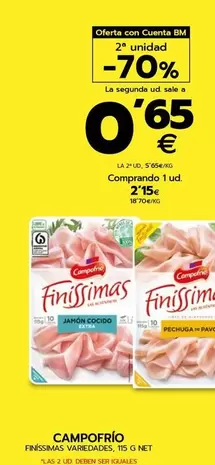 Oferta de Campofrío - Finissimas por 2,15€ en BM Supermercados