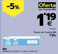 Oferta de Bm - Pañuelos Pocket 3 Capas por 1,25€ en BM Supermercados