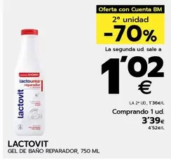 Oferta de Lactovit - Gel De Bano Reparador por 3,39€ en BM Supermercados