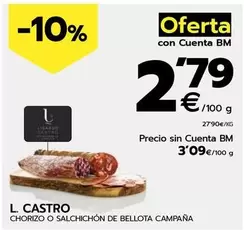 Oferta de Lisardo Castro - Chorizo O Salchichón De Bellota Campaña por 3,09€ en BM Supermercados