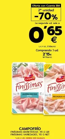 Oferta de Campofrío - Finíssimas Variedades, 115 G por 2,15€ en BM Supermercados