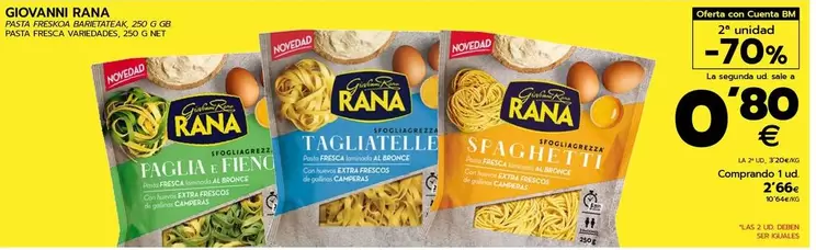 Oferta de Rana - Giovanni Pasta Fresca por 2,66€ en BM Supermercados