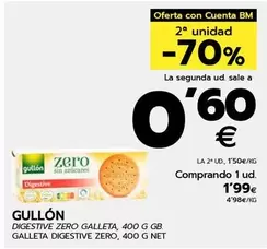 Oferta de Gullón - Galleta Digestive Zero 400g por 1,99€ en BM Supermercados