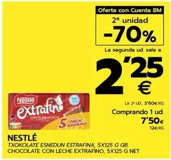 Oferta de Nestlé - Chocolate Con Leche Extrafino por 7,5€ en BM Supermercados