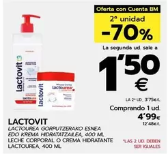 Oferta de Lactovit - Leche Corporal O Crema Hidratante Lactourea por 4,99€ en BM Supermercados