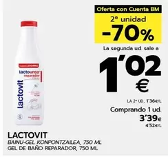 Oferta de Lactovit - Gel De Bano Reparador por 3,39€ en BM Supermercados