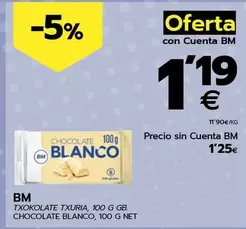 Oferta de Bm - Chocolate Blanco por 1,25€ en BM Supermercados