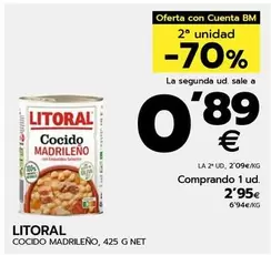 Oferta de Litoral - Cocido Madrileno por 2,95€ en BM Supermercados