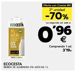 Oferta de Ecocesta - Bebida De Almendra 0% Azúcar por 3,19€ en BM Supermercados