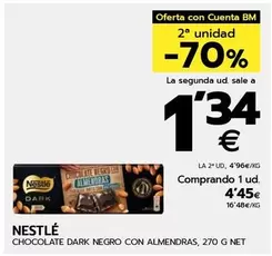 Oferta de Nestlé - Chocolate Dark Negro Con Almendras 270g por 4,45€ en BM Supermercados