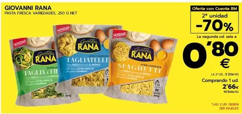 Oferta de Rana - Giovanni Pasta Fresca por 2,66€ en BM Supermercados