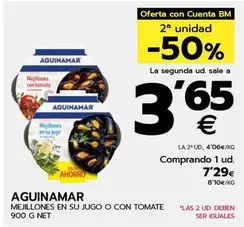 Oferta de Aguinamar - Mejillones En Su Jugo O Con Tomate por 7,29€ en BM Supermercados