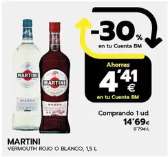 Oferta de Martini - Vermouth Rojo O Blanco por 14,69€ en BM Supermercados