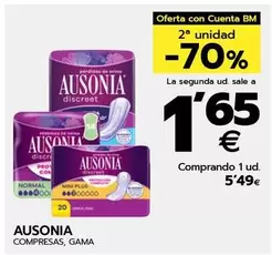 Oferta de Ausonia - Compresas Gama por 5,49€ en BM Supermercados