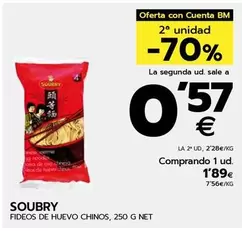 Oferta de Soubry - Fideos De Huevo Chinos por 1,89€ en BM Supermercados