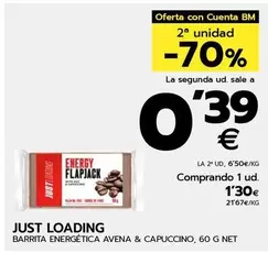 Oferta de Just Loading - Barrita Energetica Avena & Capuccino por 1,3€ en BM Supermercados