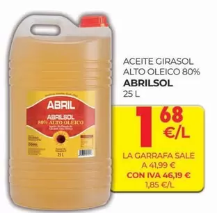 Oferta de Abril - Aceite Girasol Alto Oleico 80% por 1,68€ en CashDiplo