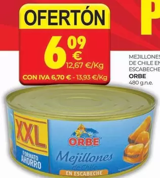 Oferta de Orbe - Mejillones De Chile En Escabeche por 6,09€ en CashDiplo