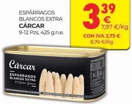 Oferta de Cárcar - Esparragos Blancos Extra por 3,39€ en CashDiplo