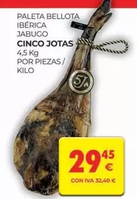 Oferta de 5 Jotas - Paleta Bellota Ibérica Jabugo por 29,45€ en CashDiplo