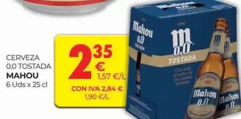 Oferta de Mahou - Cerveza 0,0 Tostada por 2,35€ en CashDiplo