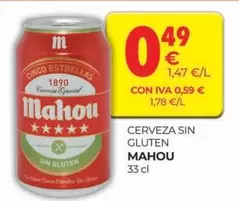 Oferta de Carrera - Cerveza Sin Gluten por 0,49€ en CashDiplo